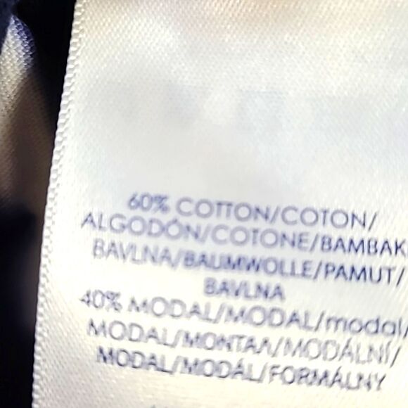 Chaps Aysemetrical Tie-dyed Top, Navy Blue with White Vertical Lines, Size XL - Picture 8 of 8